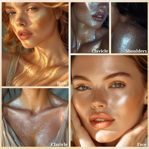 Ucanbe Face Body Glitter Liquid Highlighter Illuminator Dewy Drops With Makeup Brush thumb #3