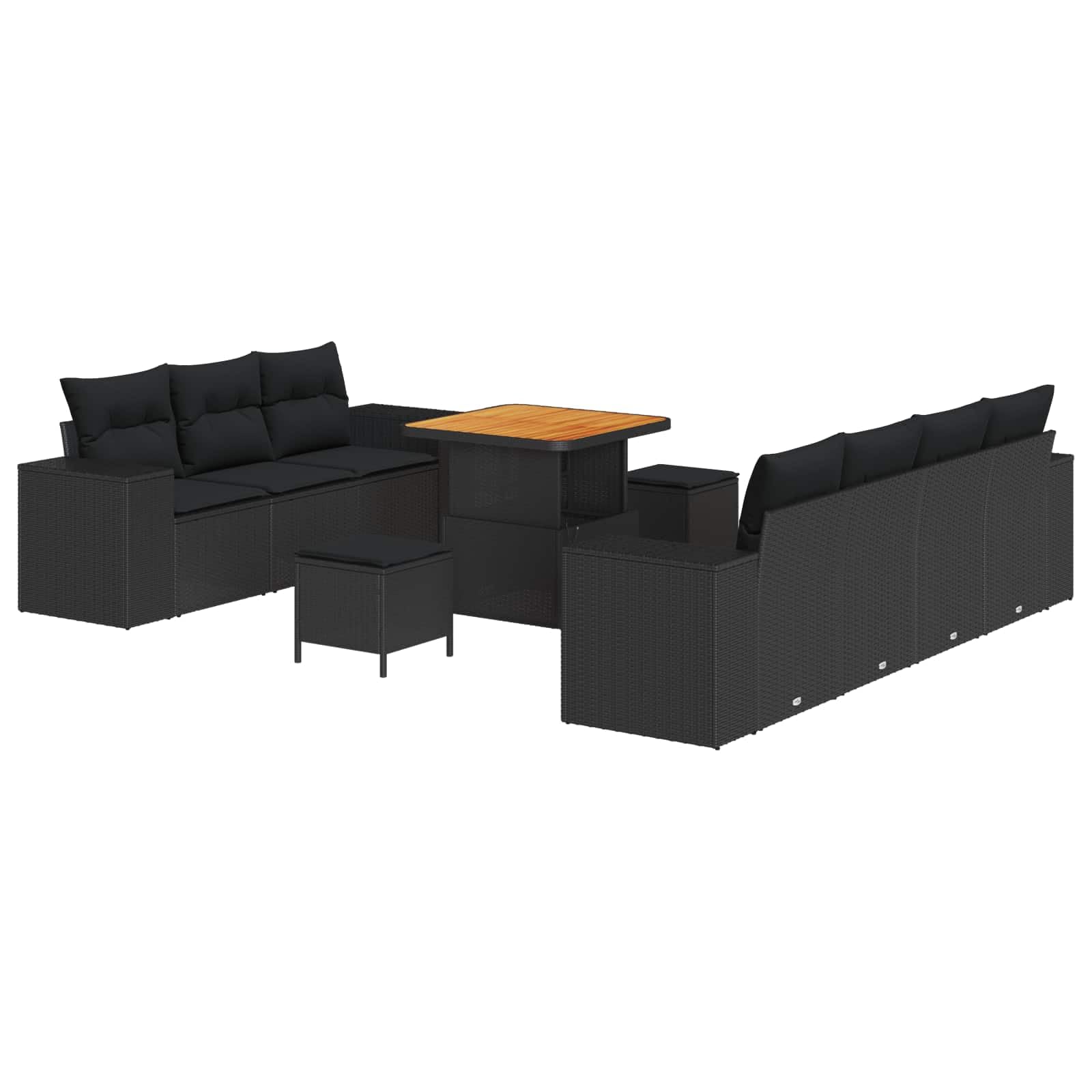 Zestaw Sof Ogrodowych z Poduszką 10 Części Czarny Modułowy Rattan poli Ogrodowy Salonik Ogród Taras Narożnik Meble Wypoczynkowe z Stół Stołki 276x204x85 cm Wysoka Jakość Odporność UV