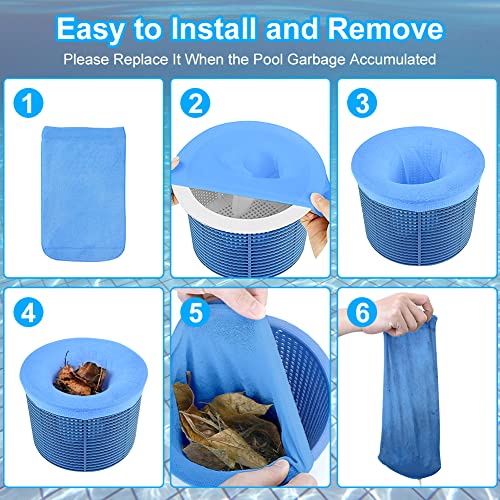 OFFCUP Skimmer Socken, 20pcs Skimmer Filter Netz, Filter Skimmer Pool, Skimmer Schwimmbadzubehör Für Oberflächenskimmer, Skimmerkorb Netz Nylon Entfernt Schlacken Blätter（Blau）