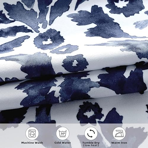 DriftAway Julia Blackout Curtains for Bedroom Navy Floral Watercolor Pattern Double Layer Thermal Insulated Sound Reducing Room Darkening Drapes for Living Room Grommet 2 Panels Each W52 x L84 Navy by DriftAway - Image 8