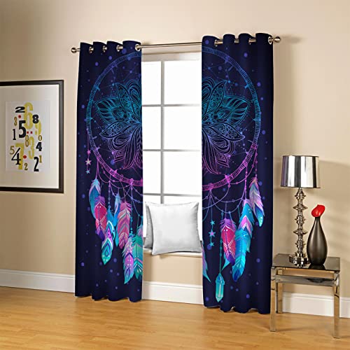 Cortinas Cocina Ventana Opacas 2 Piezas Modernas 200X214Cm 3D Atrapasueños De Colores Cortinas Opacas Termicas Aislantes Frio Y Calor con Ojales Cortinas Salon Modernas Dormitorio Juvenil Infantil Cover