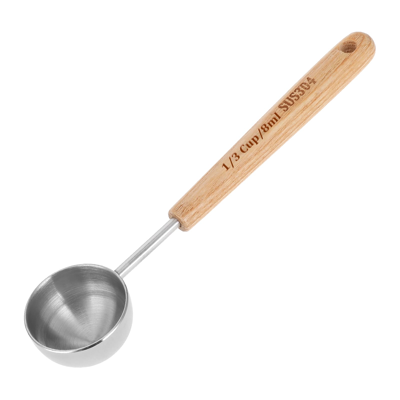 8 ml Kaffeelöffel Portionierer, Kaffeedosierlöffel Retro Kaffeepulver Dosierlöffel Kaffeemesslöffel Edelstahl Kaffee Messlöffel Pulver Portionierer Affee-Messlöffel mit Langem Holzgriff