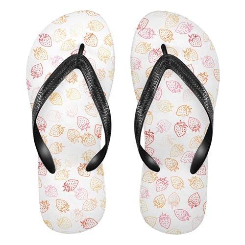 Burbuja Strawberry Outlines Flip Flops for Women Men, Soft Thong Sandals Rubber Slippers for Pool Beach Essentials