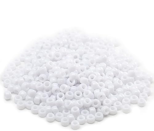 Miniatura 9 de Gxueshan 1000 cuentas acrílicas blancas de poni de 0.236 x 0.315 pulgadas a granel para pulseras de amistad, collares, joyería, aretes, trenzado de