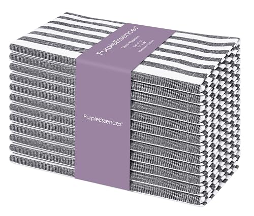 PurpleEssences Plain Striped Cloth Napkins - Set...