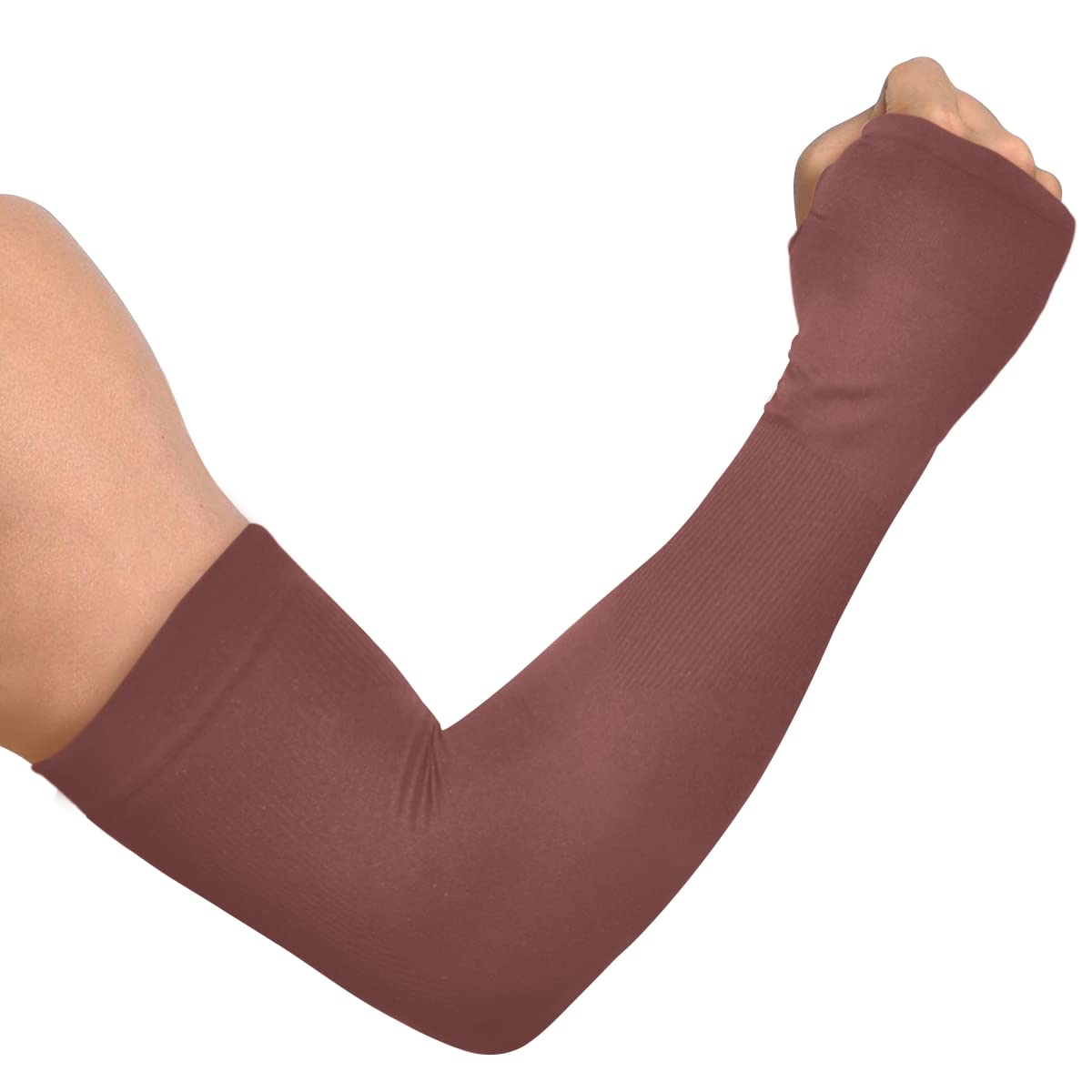 linqin Brown Color UV Sun Protection Arm Sleeves for Women Men, Compression Cooling Sleeve Cover for Outdoor Sports