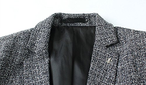 Ygt Men's Slim Fit Casual Premium Linen Cotton One-Button Blazer Sport Jacket Grey #TOP4