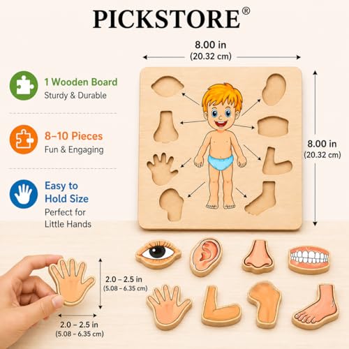 Image of Body Part Puzzle Kids Wooden Toys for Kids 3 + Jigsaw Puzzles for Adults Baby Learning Toys Educational Toys for 2 Board Game