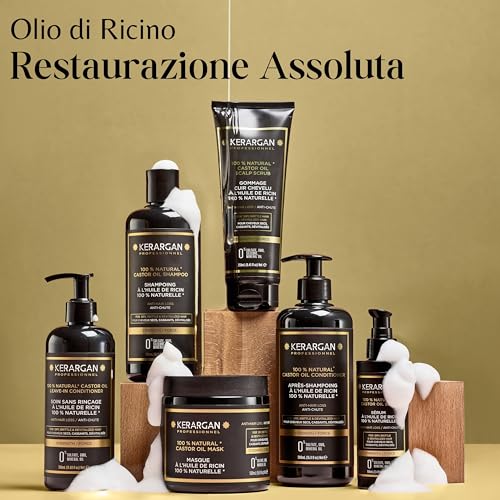 Kerargan - Duo Anti-Caduta Maschera E Siero All'olio Di Ricino Per Capelli Secchi, Fragili E Devitalizzati - Rinforza E Favorisce La Crescita - Senza Solfati, Oli Minerali E Ogm - 500Ml + 100Ml - 7