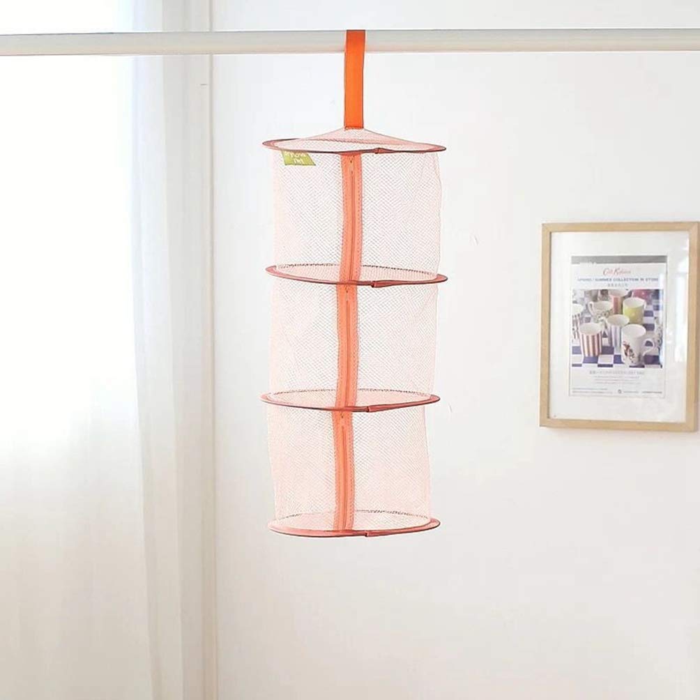 DOITOOL Creative Windproof Underwear Drying Rack Foldable Hanging Basket Dryer Net for Socks Lingerie and Clothes Portable Space-Saving Design Orange