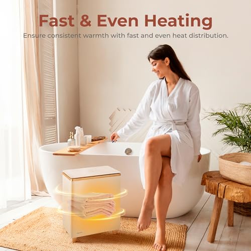 SereneLife Luxury Rectangle Towel Warmer - Spa & Bathroom Heater with Custom Fragrance, Auto Shut-Off, Fits 2 large Towels, Blankets, Bathrobes, PJ's - Perfect Gift for Him & Her (Rose Gold) - Image 6