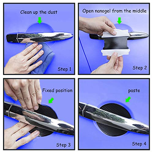 Worcas 4Pcs Universal 3D Carbon Fiber Car Door Handle Paint Scratch Protector Sticker Auto Door Handle Cups Protective Pad (M) #TOP4