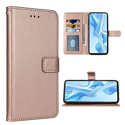 FDCWTSH Compatible with Cubot X30 Wallet Case Wrist Strap Lanyard Leather Flip Cover Card Holder Stand Cell Accessories Folio Purse Credit ID Phone Cases for CubotX30 Hafury GT20 Women Men Rose Gold