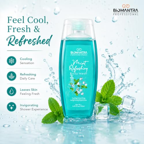 Image of Professional Mint Refreshing Body Wash | Cooling & Soothing Formula | Cleanses, Hydrates & Refreshes Skin | Mint Extract & Sweet Almond Oil | Daily Use Body Cleanser | 100ml