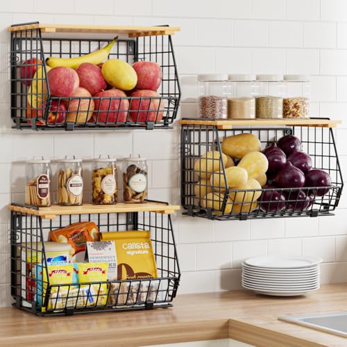 Ggiu Wire Fruit Basket For Kitchen Storage: Hanging Fruit Basket For Kitchen Stackable Counter Basket For Vegetable Produce cover