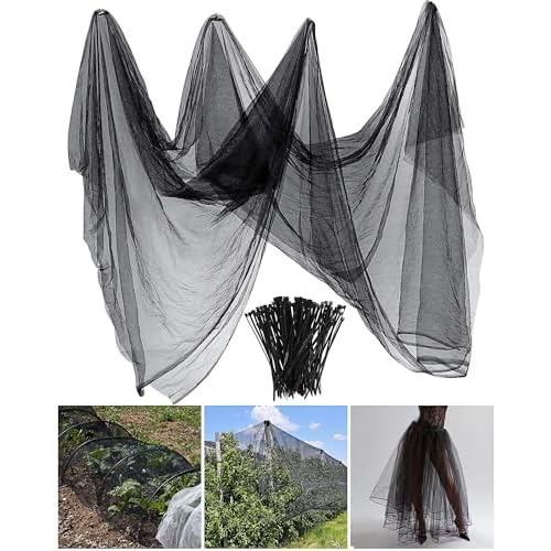 Zonon Moskitonetz Insektenschutznetz Feinmaschig Fliege Vogelnetz Barriere Netz Garten Gemüse Schutz Netz Meterware Vogelschutznetz Engmaschig Outdoor(3 m x 4 m, Schwarz)