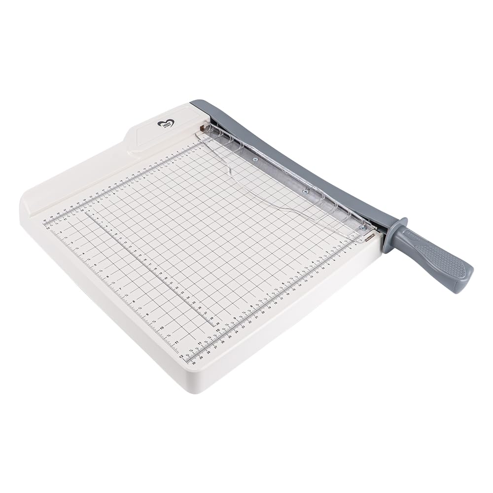 Ideen mit Herz Taglierina per carta, cartone, feltro, sughero, gomma espansa, pelle, capacità 12 fogli da 80 g/m², superficie di taglio 30 x 30 cm, griglia in pollici e cm