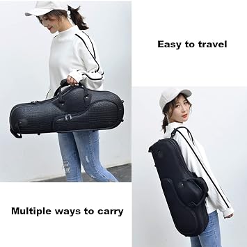 Alto Saxophone Box, E-Flat Saxophone Storage Box, Compression Saxophone Luggage, Double Back/Portable Light Body Molded Hard Box,B