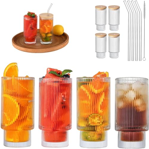 La Mejor Lista de Vasos para té y café de esta semana. 46 BAIRUI 500ml Juego de Vasos de Vidrio, 4 Piezas con Tapas y Popotes, Vasos de Cristal de 16oz, Vasos de Cristal con Tapa y Popote, Ideal para Café, Té y Bebidas Heladas, Perfecto...