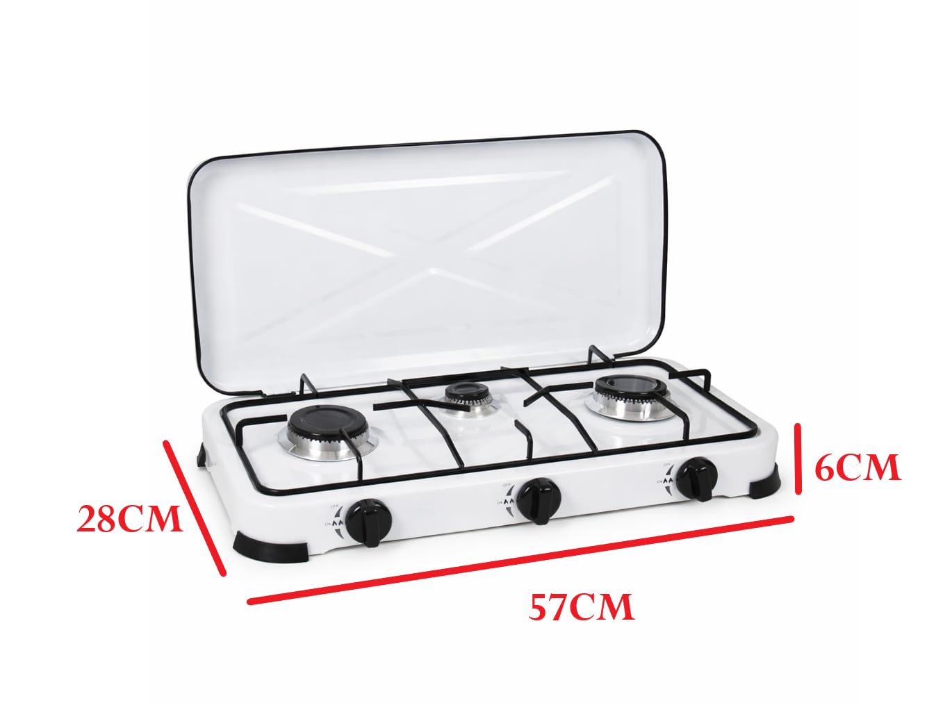 Cocina de Gas Portátil – Quemador de Alta Potencia para Camping, Jardín o Exterior | Fácil de Limpiar | Ideal para Acampadas, Picnic y Autocaravana (3 fuegos)
