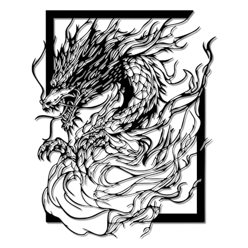 YATEASLU Dragon Wall Art - Intricate Metal Dragon Decor for
