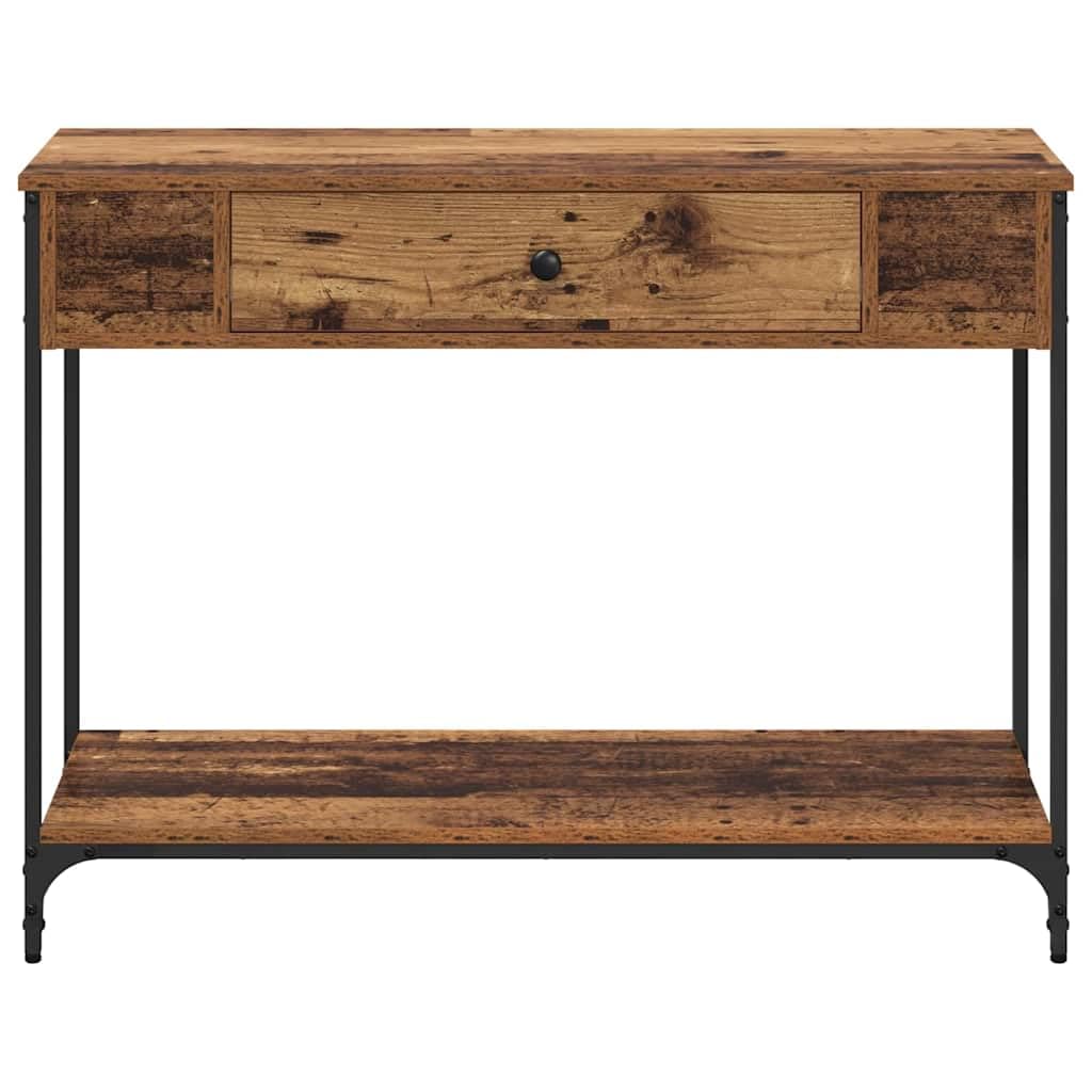 Stolik konsolowy, stare drewno, 100 x 34,5 x 75 cm, materiał drewnopochodny, styl retro, rustykalny wygląd wiejskiego domu, do korytarza, salonu i przedpokoju, z miejscem do przechowywania