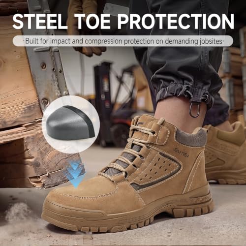 Image of GUSAYEX Steel Toe Boots for Men Lightweight Work Utility Safety Boots