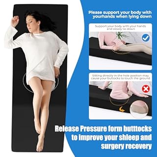HOMBYS BBL Bed After Surgery for Sleeping with Hole,High Density Foam BBL Mattress with Hole,Brazilian Butt Lift Recovery Pillow After Surgery with Removable Cover (67x22x6.3in)