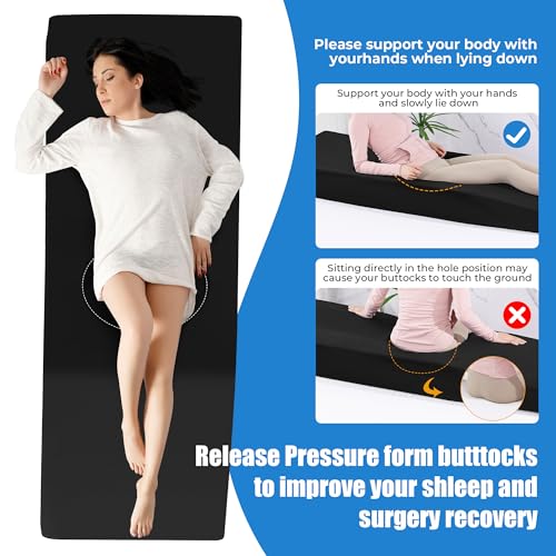 Image of HOMBYS BBL Bed After Surgery for Sleeping with Hole,High Density Foam BBL Mattress with Hole,Brazilian Butt Lift Recovery Pillow After Surgery with Removable Cover (67x22x6.3in)