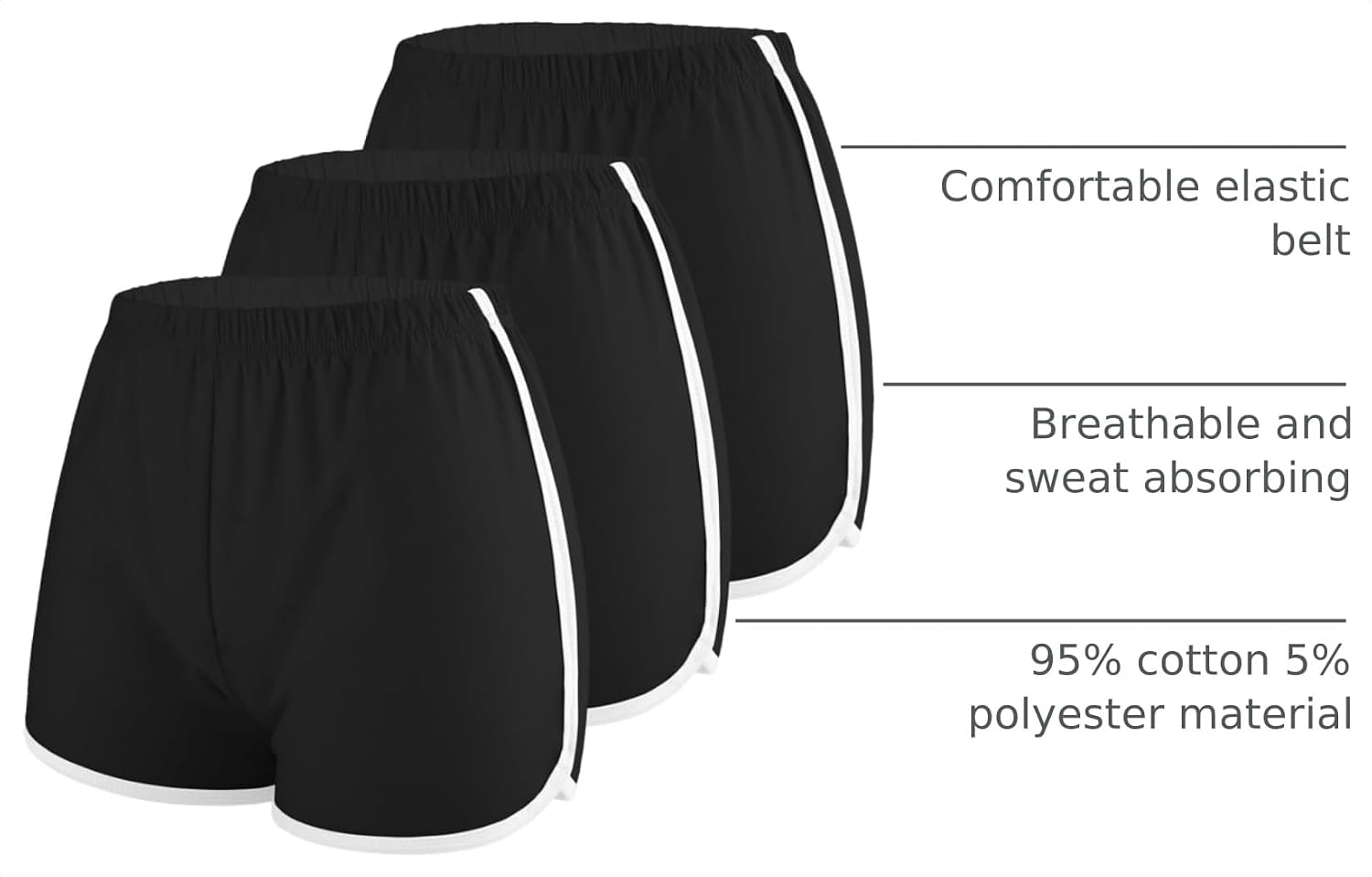 Motarto 3 Pack Women Cotton Sports Shorts Athletic Shorts Yoga Dance Summer Short Pants