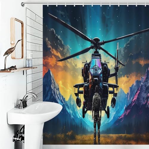 Rideau de douche hélicoptère anti-moisissure et lavable en machine pour angle - 6