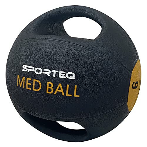 Sporteq Pro Medicine Ball - Strength Training Equipment for Core, Cardio Training - Workout Equipment with Double Handle Weighted Grip - 6 KG