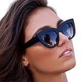 FORH Frauen Vintage Cat Eye Sonnenbrille Damen Retro Mode Brillen Verspiegelt Horn Gestell Polarisierte brille Fit Fahren Wayfarer Angeln Schutz für Golf Outdoor Sport (Schwarz A)