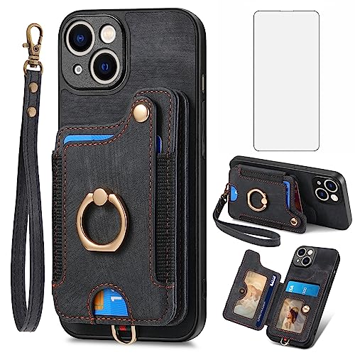 Coque portefeuille iPhone 15 Plus pour protéger l'écran et bloquer le RFID