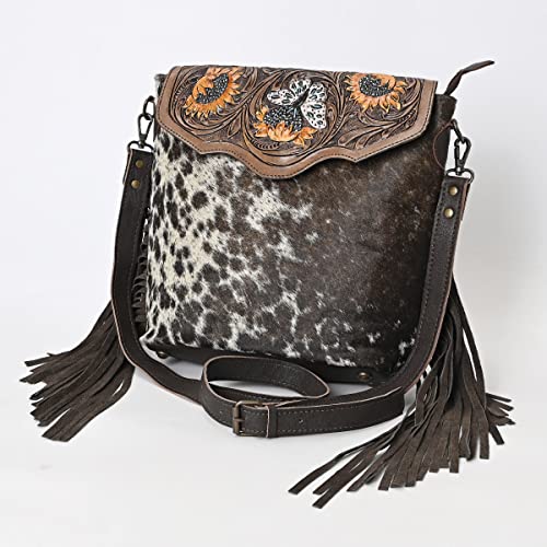 Leather Crossbody Bag for Women made with Natural Cowhide Hand Tooled Western Design With Adjustable Detachable Strap2