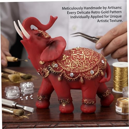 Statue d'éléphant dorée en résine faite main pour étagère chic - 3