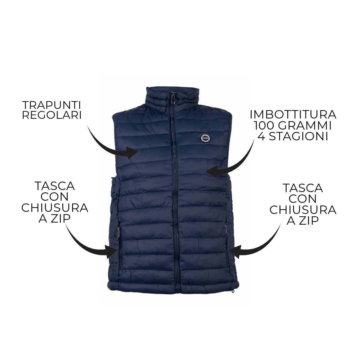 Enrico Coveri Gilet Uomo 110 GRAMMI - Giubbotto Smanicato - PIUMINO SMANICATO UOMO 4 STAGIONI Lars