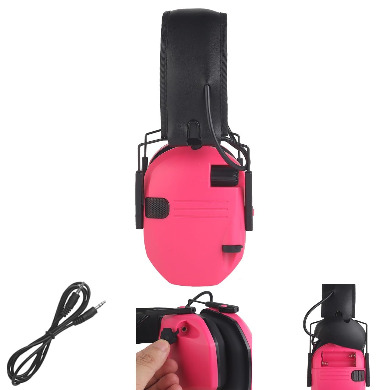 Nouveau Casque Tir Électronique pour Protection Auditive, Protection des Oreilles, Réduction du Bruit, Casque Antibruit Tactique Chasse Active(Pink)