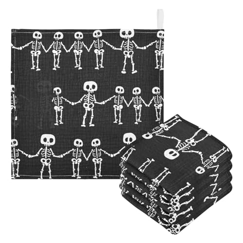 Nander 3Pack Baby Muslin Washcloths,Cool Skull Soft Face Cloths for Newborn, Absorbent Bath Wash Cloths, Wipes, Burp Rag,Toddlers Essentials Stuff, Baby Registry as Shower