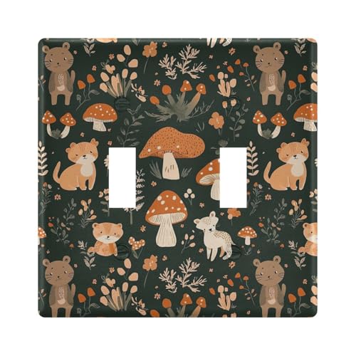 UMIRIKO Cute Bear Animal Pattern Light Switch Cover Plate Covers Decorative Double Toggle Home Decor 202b7204