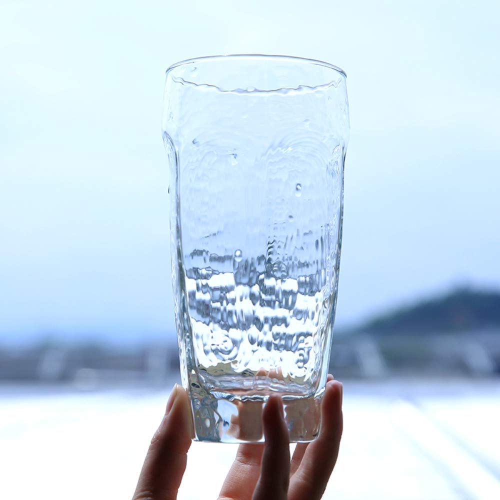 Vaso de té de vidrio MU con relieve martillado de alta pureza