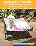KingCamp Erhöhtes Hundebett Hundeliege Outdoor Haustierbett Haustierliege Atmungsaktivem Mesh & Wildledermatte & Rutschfesten Füßen für Reisen Garten Outdoor Indoor, Schwarz 57 x 57 x 23 cm