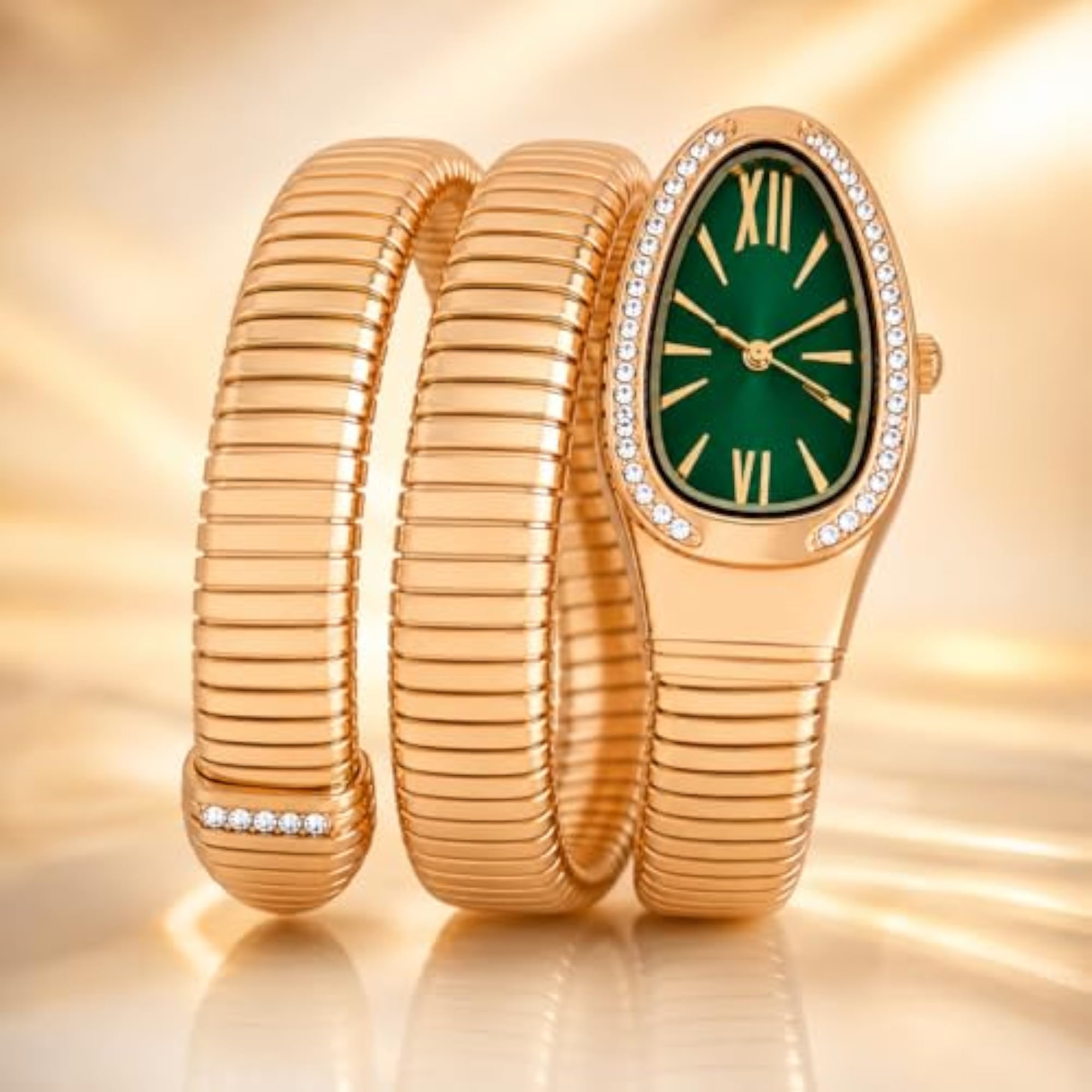 Women's Premium Gold Plated Snake Wrap Bracelet Watch