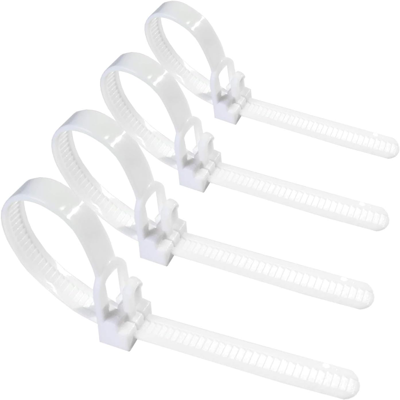 [Pack of 50] Reusable Cable Ties, Canwn Heavy Duty Nylon Cable Ties Flexible Zip Cable Ties with Slipknot (White)