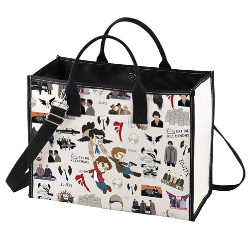 LEVLO Winchester Brothers Tote Bag Dean & Sam & John Fans Gift IDJITS Dean & Sam Shoulder Bag For TV Show Fans Idjits Lt