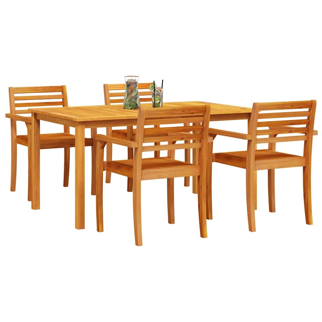 Set da Pranzo per Giardino 5 Pezzi in Legno di Acacia Marrone | Arredo da esterno in acacia massello marrone, ideale per pranzi e cene all'aperto in giardino, terrazza o patio.