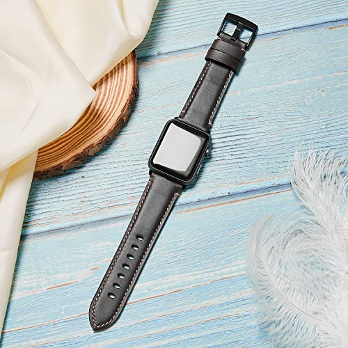 Avohome Genuine Leather Watch Strap Compatible with Apple Watch Band (38/40/41mm, Carbon Purple-Black Buckle) - Image 2