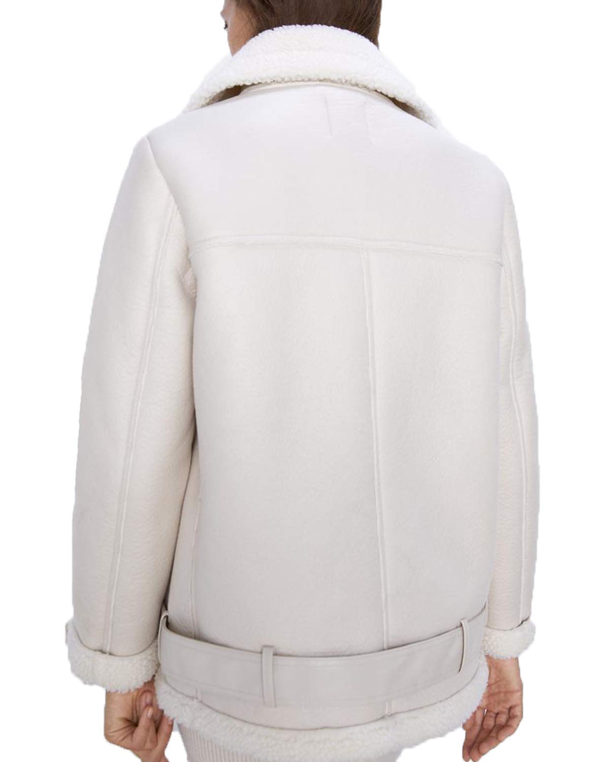 LY VAREY LIN Women's Faux Shearing Moto Jacket Thick Lined Parka Winter Shearling Coat Leather Jacket