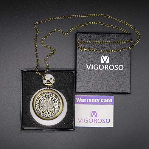 Vigoroso Mens Pocket Watch Black Butler Antique Hollow Quartz Bronze Steampunk In Box #TOP6