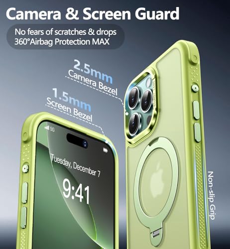 Reukdnv Magnetic for iPhone 16 Pro Case with 360° Spin Stand - 6.3", Green by Reukdnv - Used condition - Image 5